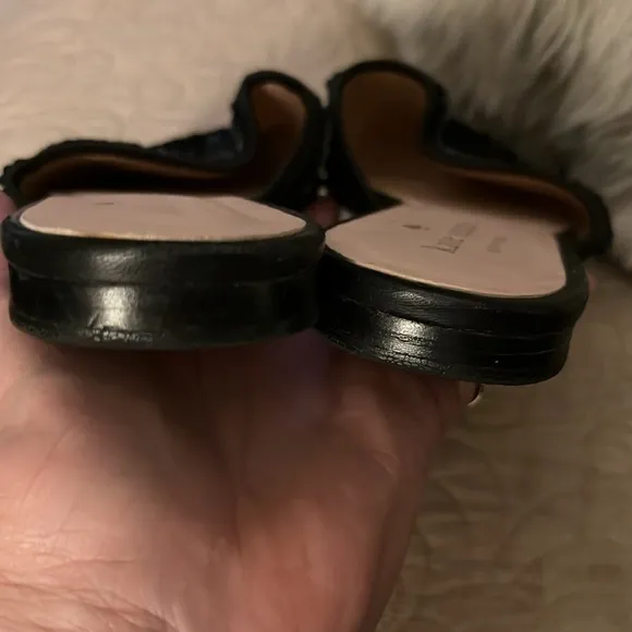 Kate Spade New York Metallic Two Way Black Silver Sequin Slip On Shoes “ Sz 8