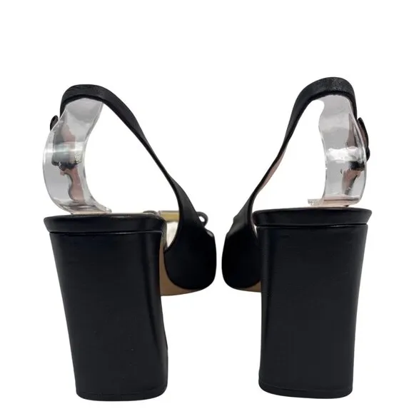 Kate Spade New York Women's Bowdie Sling Black Leather Heal Sling Size 10.5 B