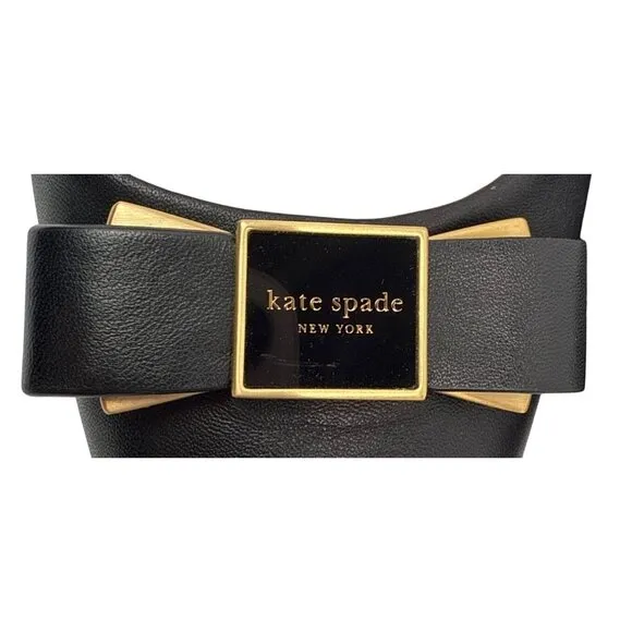 Kate Spade New York Women's Bowdie Sling Black Leather Heal Sling Size 10.5 B