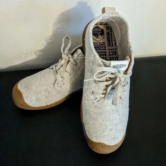 KEEN Mosey Derby Shoes Ivory Italian Wool Blend Hemp Laces Rubber Soles Sz 10.5