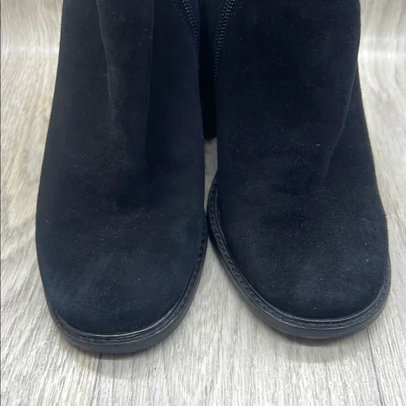 Kelsi Dagger Black Ankle Boots Fringe with Chunky Heel