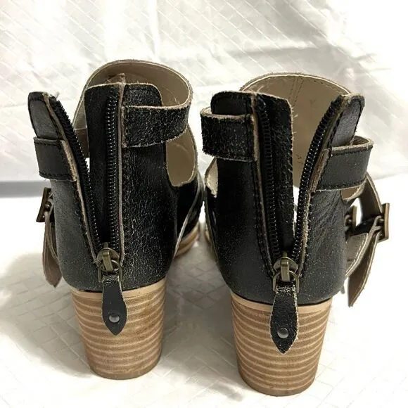 Kelsi Dagger Brooklyn Grant Sandals Heels Distressed Leather Size 8