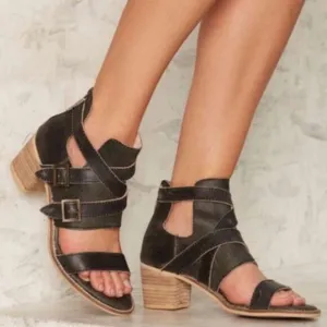 Kelsi Dagger Brooklyn Grant Sandals Heels Distressed Leather Size 8