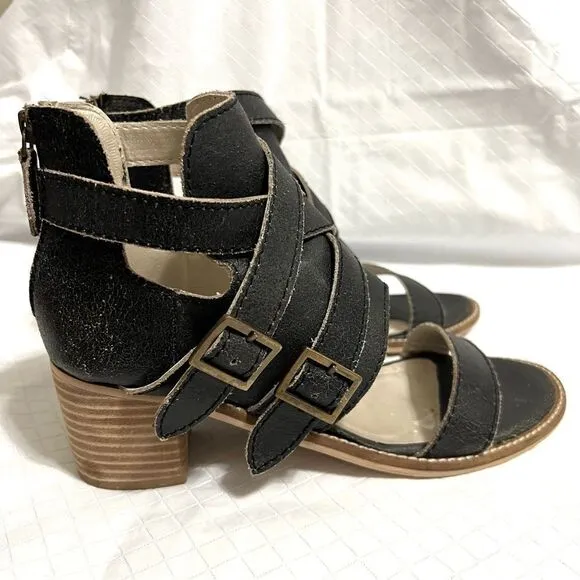 Kelsi Dagger Brooklyn Grant Sandals Heels Distressed Leather Size 8