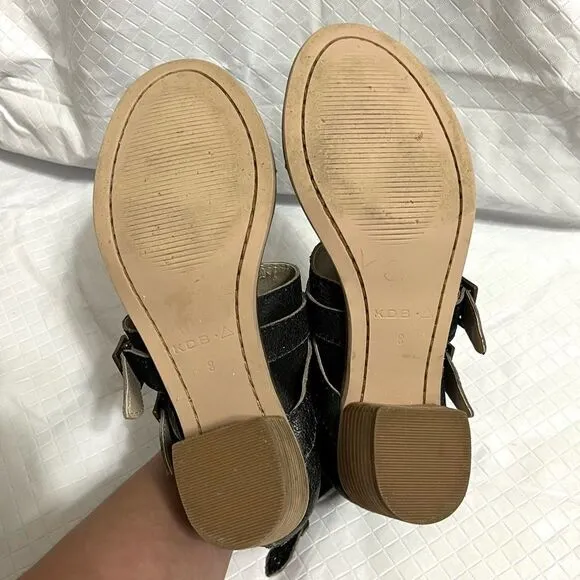 Kelsi Dagger Brooklyn Grant Sandals Heels Distressed Leather Size 8