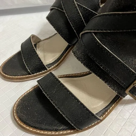 Kelsi Dagger Brooklyn Grant Sandals Heels Distressed Leather Size 8