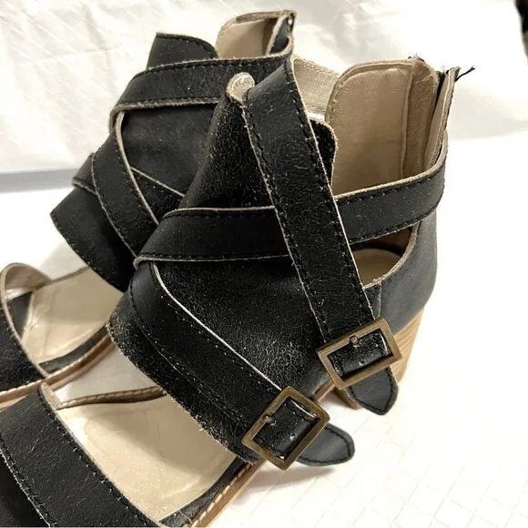 Kelsi Dagger Brooklyn Grant Sandals Heels Distressed Leather Size 8