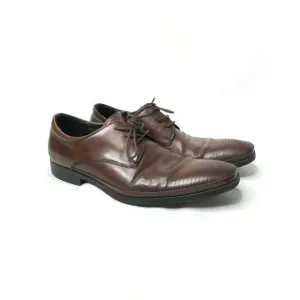 𝅺KENNETH Cole Brown Leather Mens Dress Shoes Silver Technology US10.5M