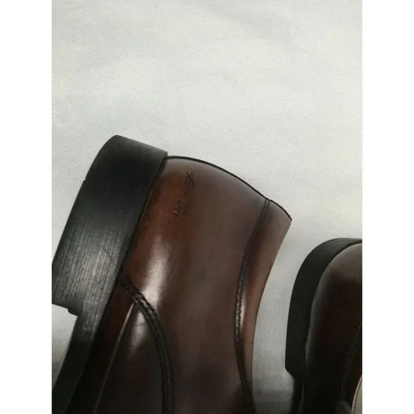 𝅺KENNETH Cole Brown Leather Mens Dress Shoes Silver Technology US10.5M