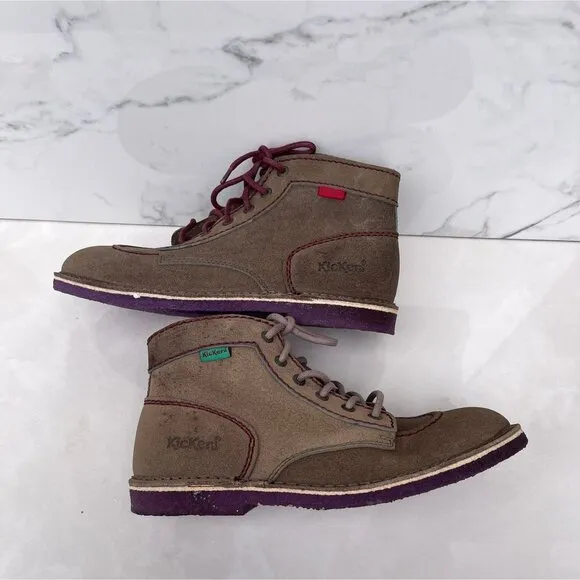 Kickers Mens Vintage Style Casual Ankle Boots Taupe Size 41