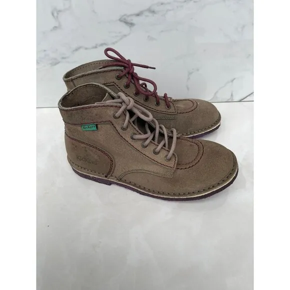Kickers Mens Vintage Style Casual Ankle Boots Taupe Size 41