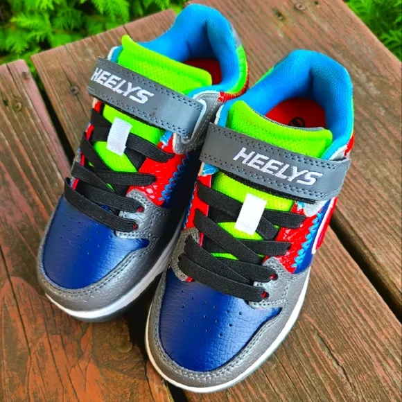 Kids' Cosmical X2 Heelys Skate Shoes W/Wheels Sneakers Grey Navy Red Multi  13C