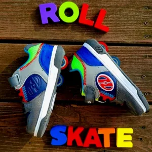 Kids' Cosmical X2 Heelys Skate Shoes W/Wheels Sneakers Grey Navy Red Multi  13C