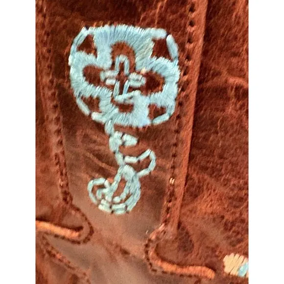 Kids Size 2 Floral Embroidered Western Cowgirl Boot by Macie Bean Boho NEW