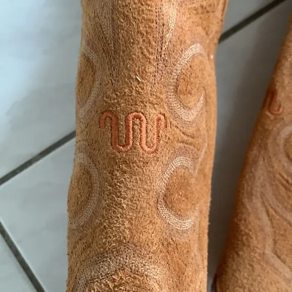 King Ranch Suede Heeled Cowboy Western Boho Rodeo Tan Boots