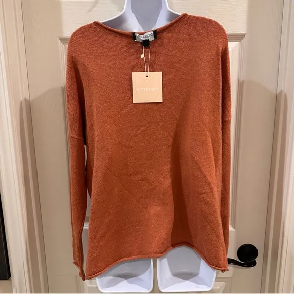 Kittenish “Hello Beautiful” Oversized Rust Orange Sweater