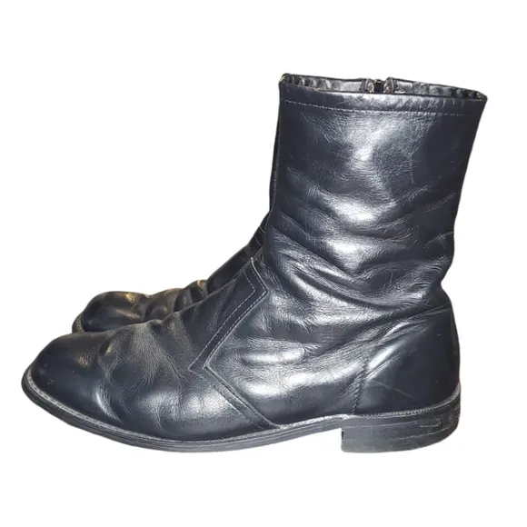 KNAPP Vintage Barn Boots Black Leather Side Zip Men's Size 11 E Wide
