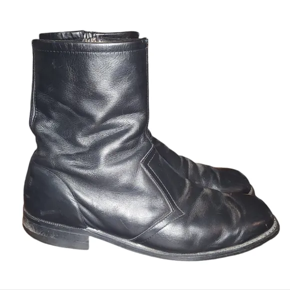 KNAPP Vintage Barn Boots Black Leather Side Zip Men's Size 11 E Wide