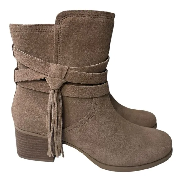 Kookaburra By Ugg Women’s Kenz Tan Suede Tassel Heeled Ankle Boots