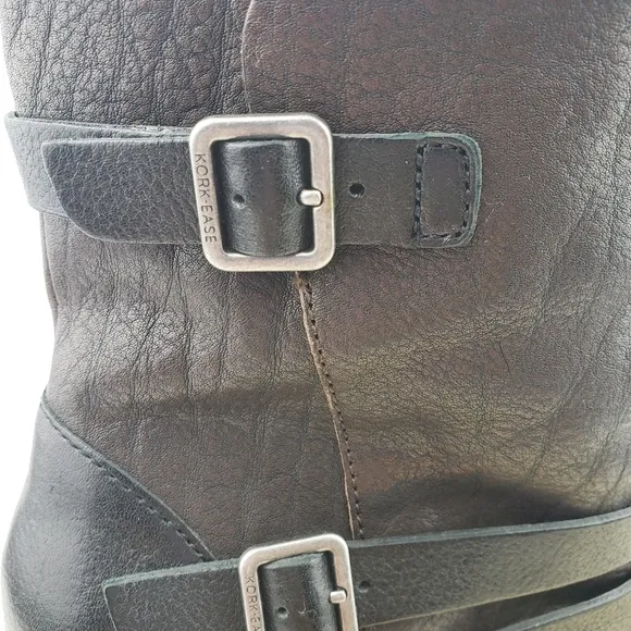 KORK EASE Anki Boots Size 8M Brown Leather Strappy Buckle Heeled Moto Western
