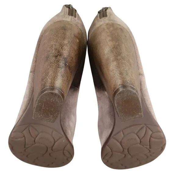Kork Ease Shoes Womens 10 Booties Fashion Leather Suede Cuban Heel Comfort Taupe