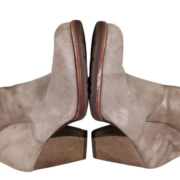 Kork Ease Shoes Womens 10 Booties Fashion Leather Suede Cuban Heel Comfort Taupe