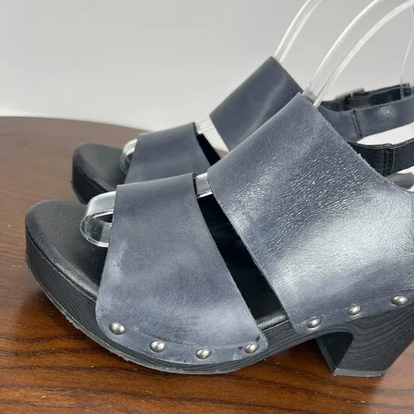 Korks By Kork Ease Sandals Women's 7 Black Leather Platform Strappy Studded Shoe