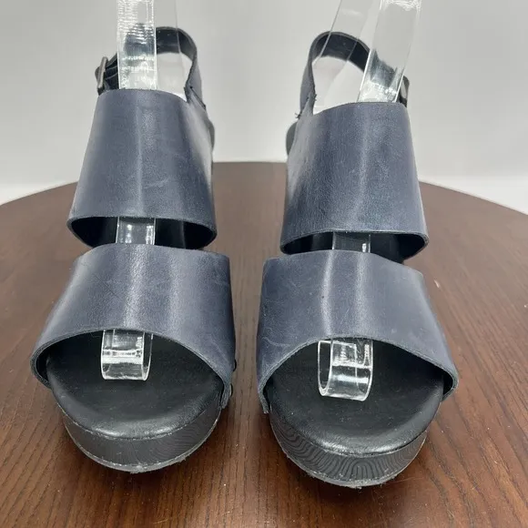 Korks By Kork Ease Sandals Women's 7 Black Leather Platform Strappy Studded Shoe