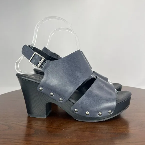 Korks By Kork Ease Sandals Women's 7 Black Leather Platform Strappy Studded Shoe