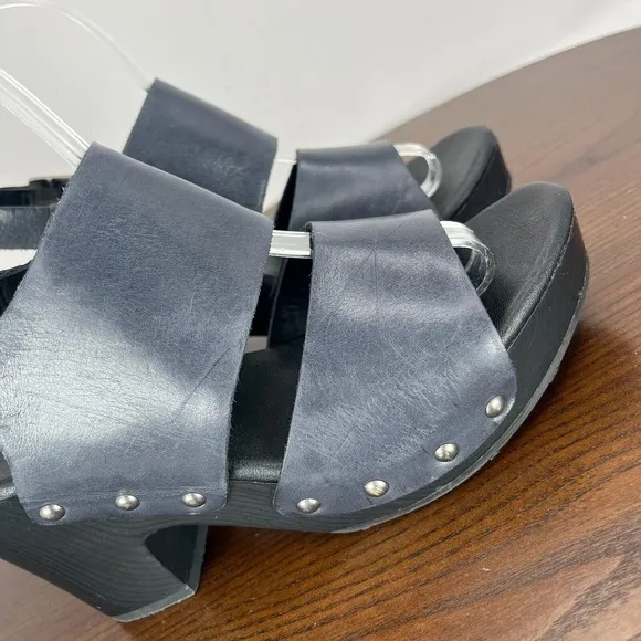Korks By Kork Ease Sandals Women's 7 Black Leather Platform Strappy Studded Shoe