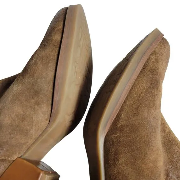 Korks Ease Gabriela Ankle Boots Brown Tan Leather Booties Distressed Boho Size 7