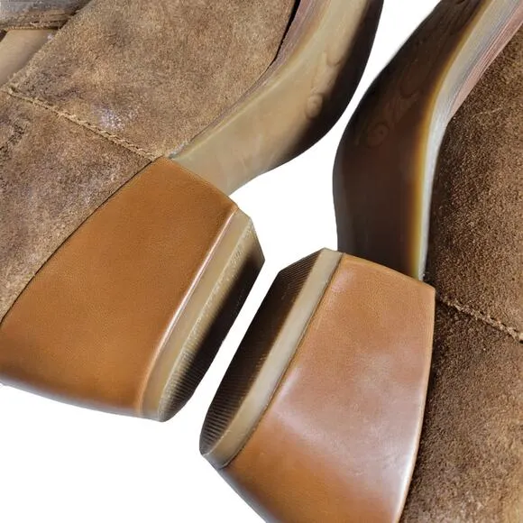 Korks Ease Gabriela Ankle Boots Brown Tan Leather Booties Distressed Boho Size 7