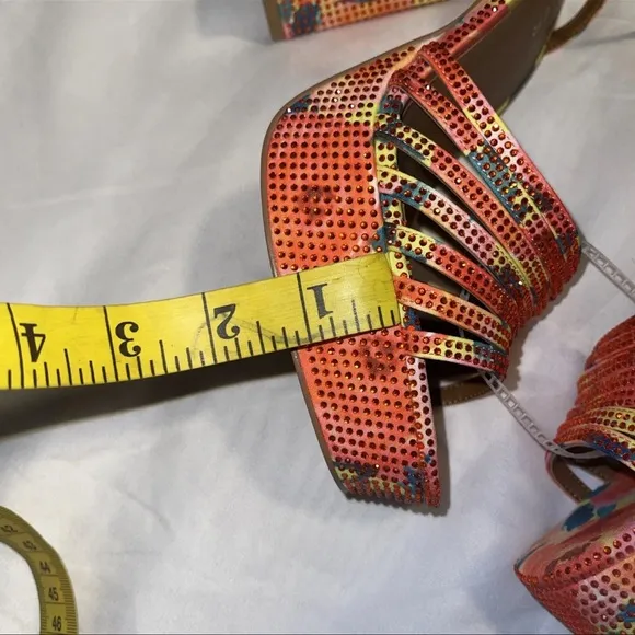 Kurt  Geiger  WOMENS ORANGE PIERRA CRYSTAL-EMBELLISHED WOVEN PLATFORM