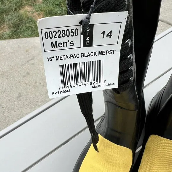 Lacrosse Meta Pac Mens Black Rubber 16in‎ MetG ST Work Boots Size 14 NWT