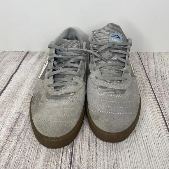 Lakai Cambridge Skateboard Shoes Light Gray Suede Mesh Gum Sole Mens Size 12