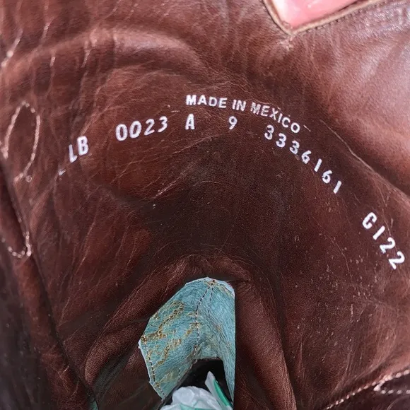 Lane Dawson Western Boots Distressed Boho Cowboy Cowgirl Turquoise Brown