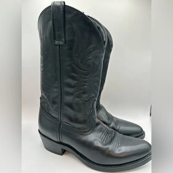 Laredo Boots 4240 Paris Lea Vamp Fox &amp; Front Shaft Cowboy Black Leather Sz 9