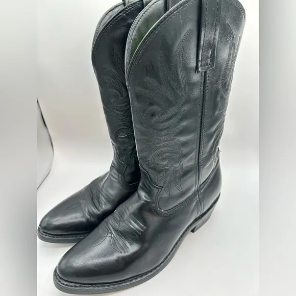 Laredo Boots 4240 Paris Lea Vamp Fox &amp; Front Shaft Cowboy Black Leather Sz 9