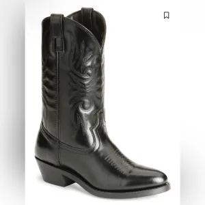 Laredo Boots 4240 Paris Lea Vamp Fox &amp; Front Shaft Cowboy Black Leather Sz 9