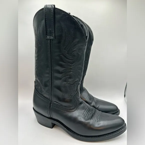 Laredo Boots 4240 Paris Lea Vamp Fox &amp; Front Shaft Cowboy Black Leather Sz 9