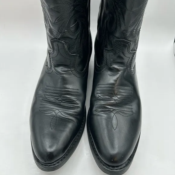 Laredo Boots 4240 Paris Lea Vamp Fox &amp; Front Shaft Cowboy Black Leather Sz 9