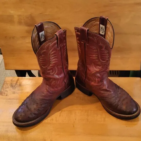 Larry Mahan ostrich quill Men's size 8.5 D brown