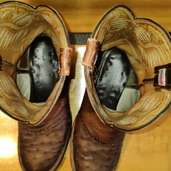 Larry Mahan ostrich quill Men's size 8.5 D brown