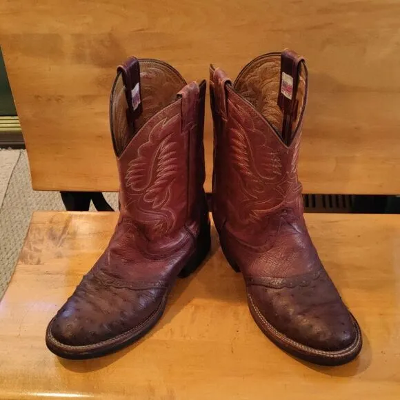 Larry Mahan ostrich quill Men's size 8.5 D brown
