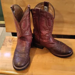 Larry Mahan ostrich quill Men's size 8.5 D brown
