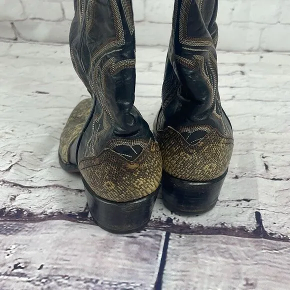 Larry Mahan Boots Ringtail Lizard Vintage Womens 6 (260) B3N Western Point Toe