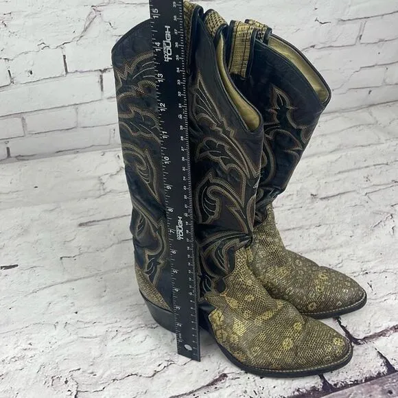 Larry Mahan Boots Ringtail Lizard Vintage Womens 6 (260) B3N Western Point Toe