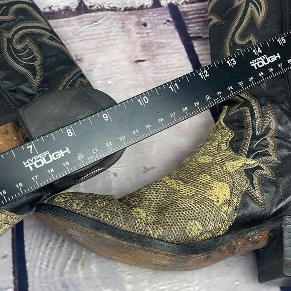 Larry Mahan Boots Ringtail Lizard Vintage Womens 6 (260) B3N Western Point Toe