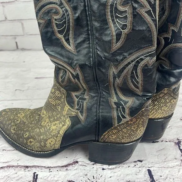 Larry Mahan Boots Ringtail Lizard Vintage Womens 6 (260) B3N Western Point Toe