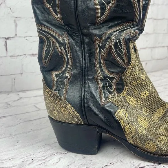 Larry Mahan Boots Ringtail Lizard Vintage Womens 6 (260) B3N Western Point Toe